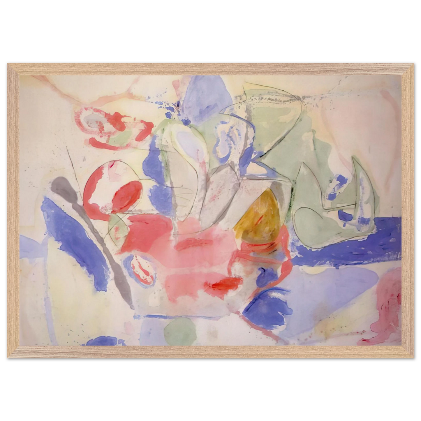 Helen Frankenthaler - Mountains and Sea - 1952 Wall art - 60x80 cm / 24x32 Inches - Premium Wooden Framed Poster With Fine Art Paper - White frame