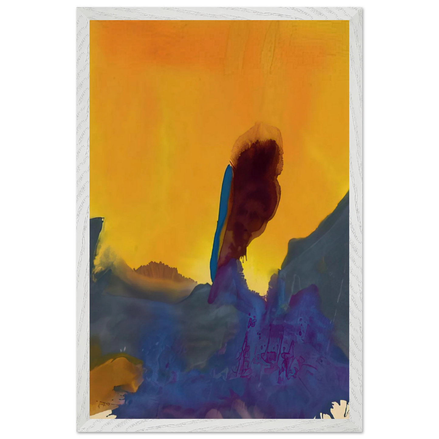 Helen Frankenthaler - Glow II - 1968 Wall art - 50x70 cm / 20x28 inches - Premium Wooden Framed Poster With Fine Art Paper - Black frame