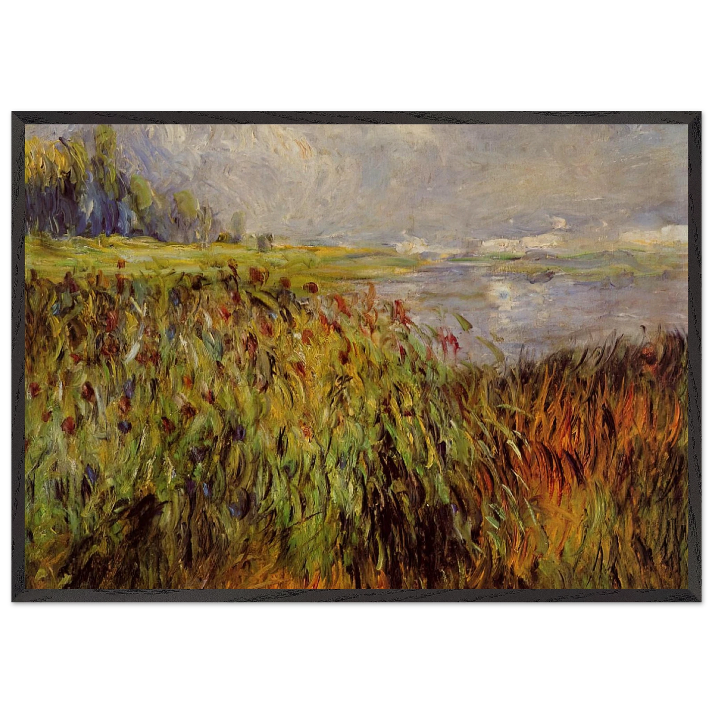 Bulrushes on the Banks of the Seine - Pierre-Auguste Renoir Framed Art Print – Black Wooden Frame - Default Title - -Framed Art Print