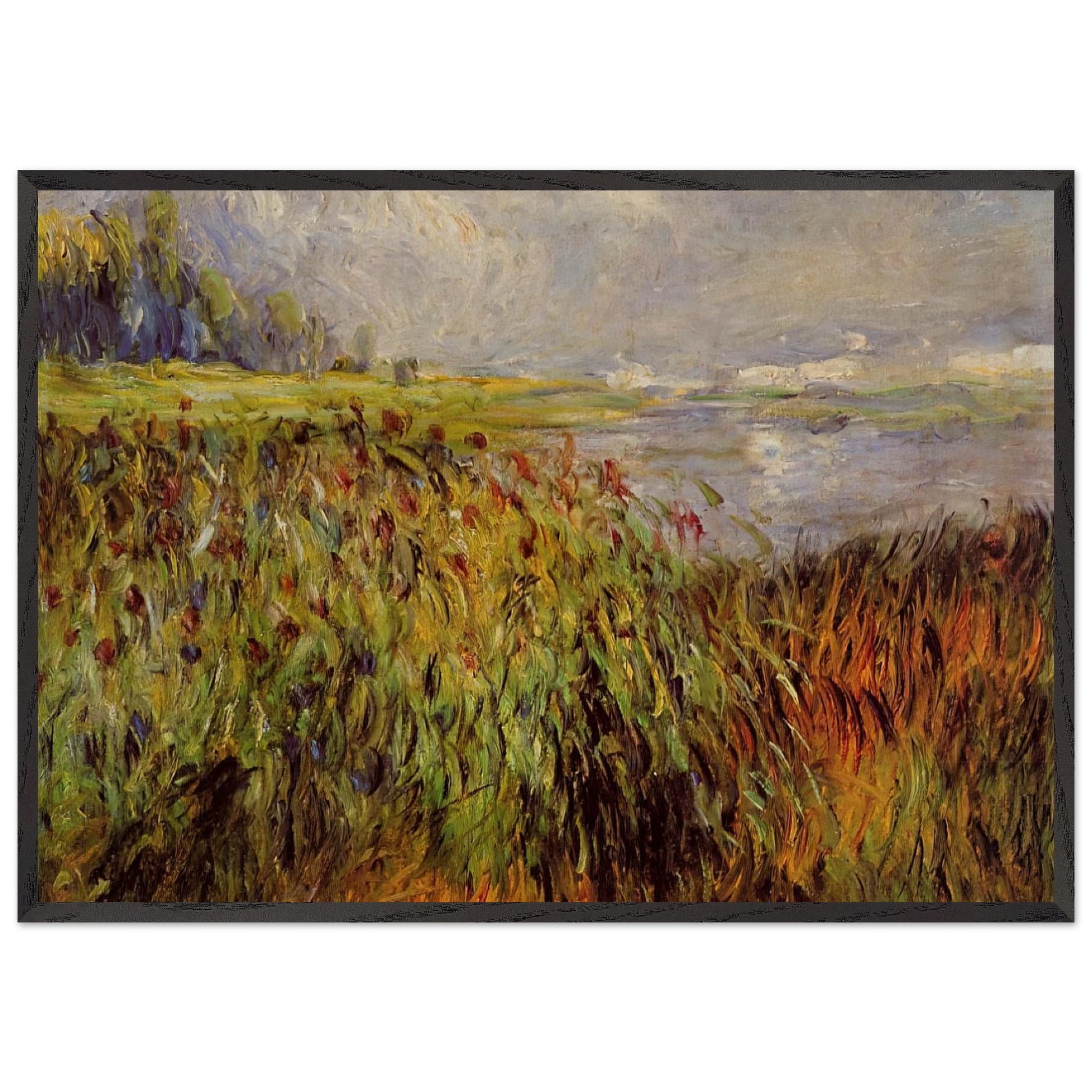 Bulrushes on the Banks of the Seine - Pierre-Auguste Renoir Framed Art Print – Black Wooden Frame - Default Title - -Framed Art Print