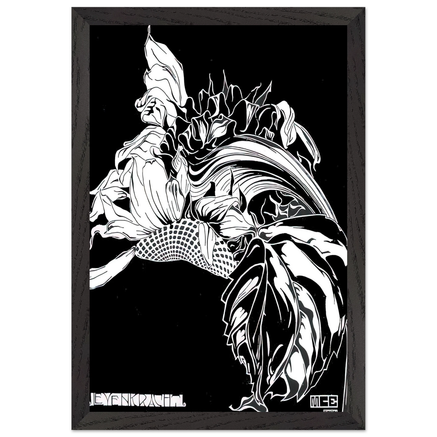 MC Escher - LIFE FORCE Wall Art - 30x40 cm / 12x16 inches - Premium Wooden Framed Poster With Fine Art Paper - Wood frame