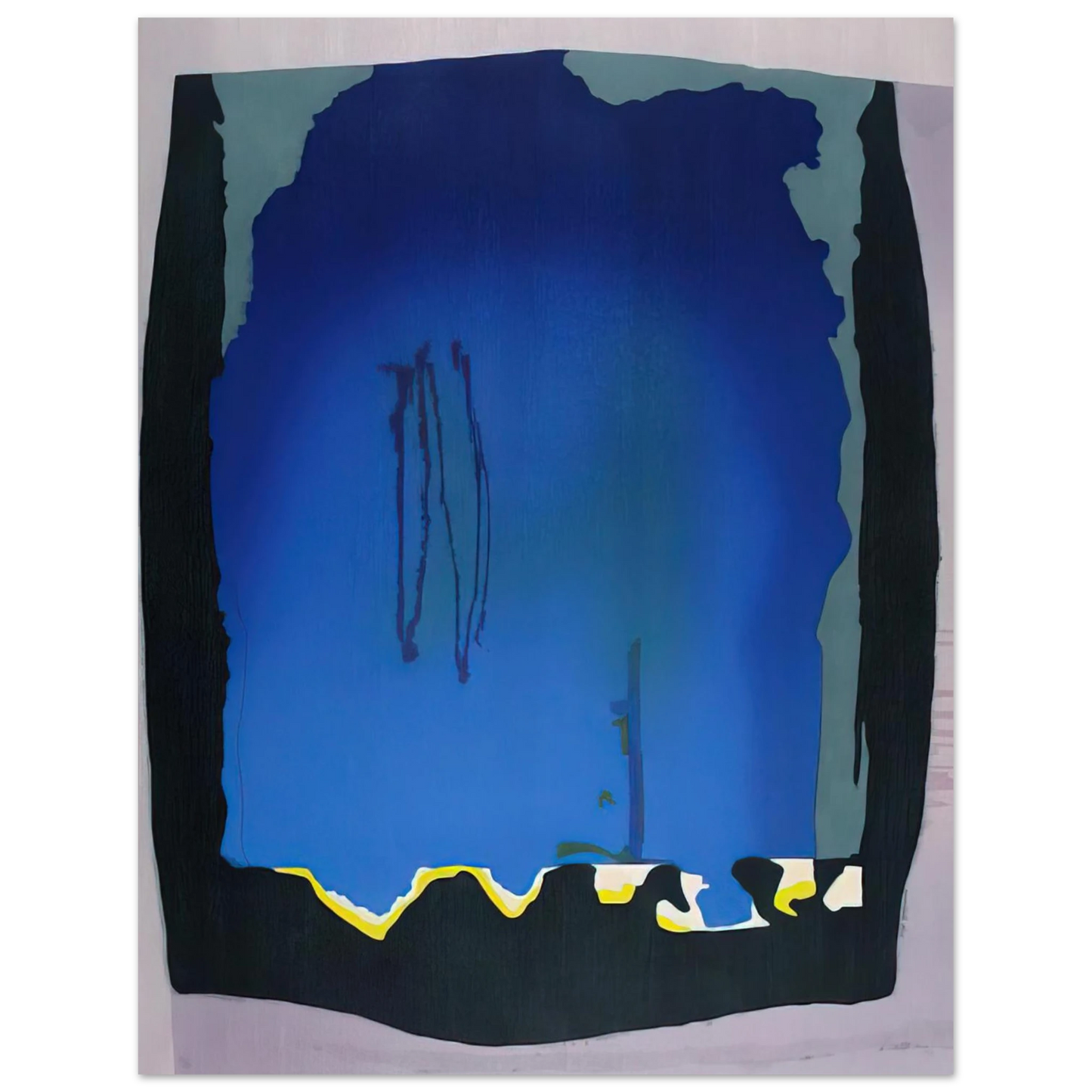 Helen Frankenthaler - Freefall - 1992 Wall art - 13x18 cm / 5x7 inches - Premium Wooden Framed Poster With Fine Art Paper - Black frame