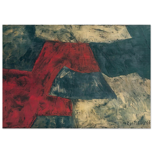 Composition - 1958 - Serge Poliakoff Brushed Aluminum Print - 70x100 cm / 28x40 inches | Serge Poliakoff Aluminum Print | Serge Poliakoff Prints