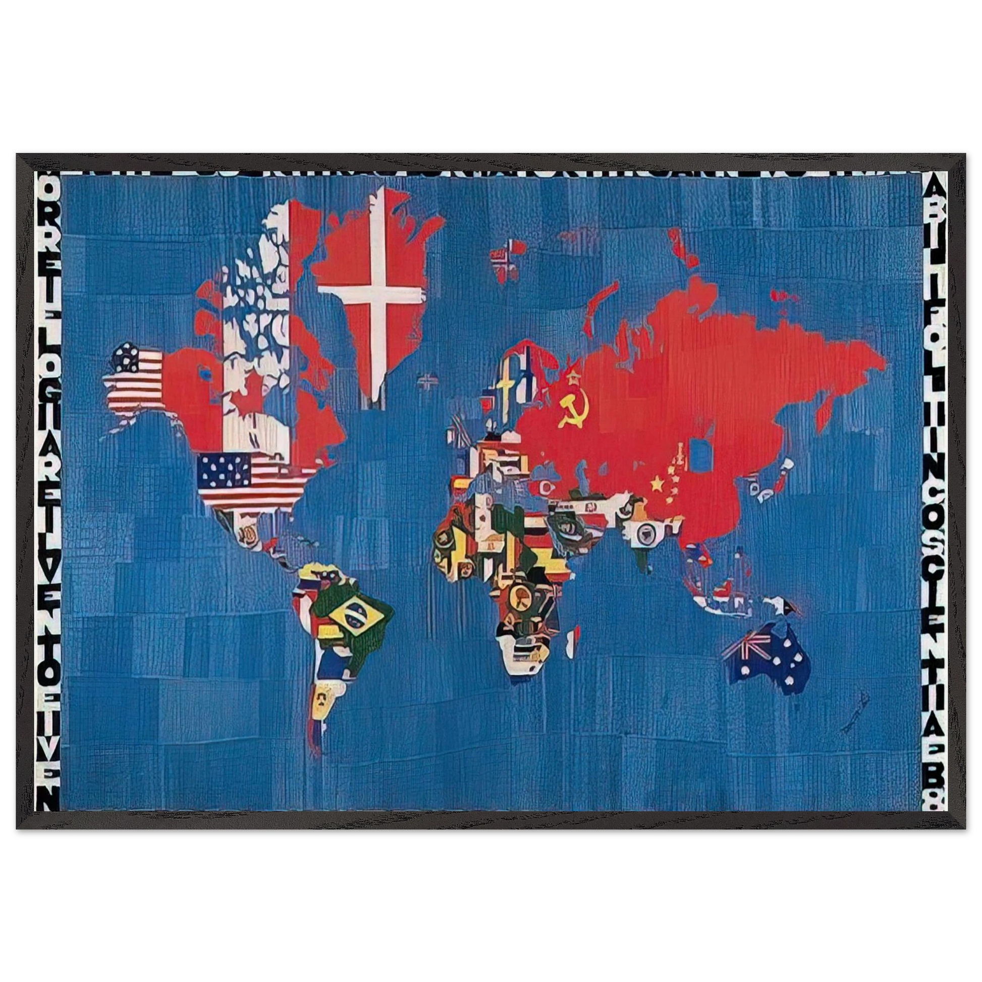 VORREI ELOGIARE IL VENTO E I VENTI CHE COLORANO - Alighiero Boetti Framed Art Print – Black Wooden Frame - Default Title - -Framed Art Print