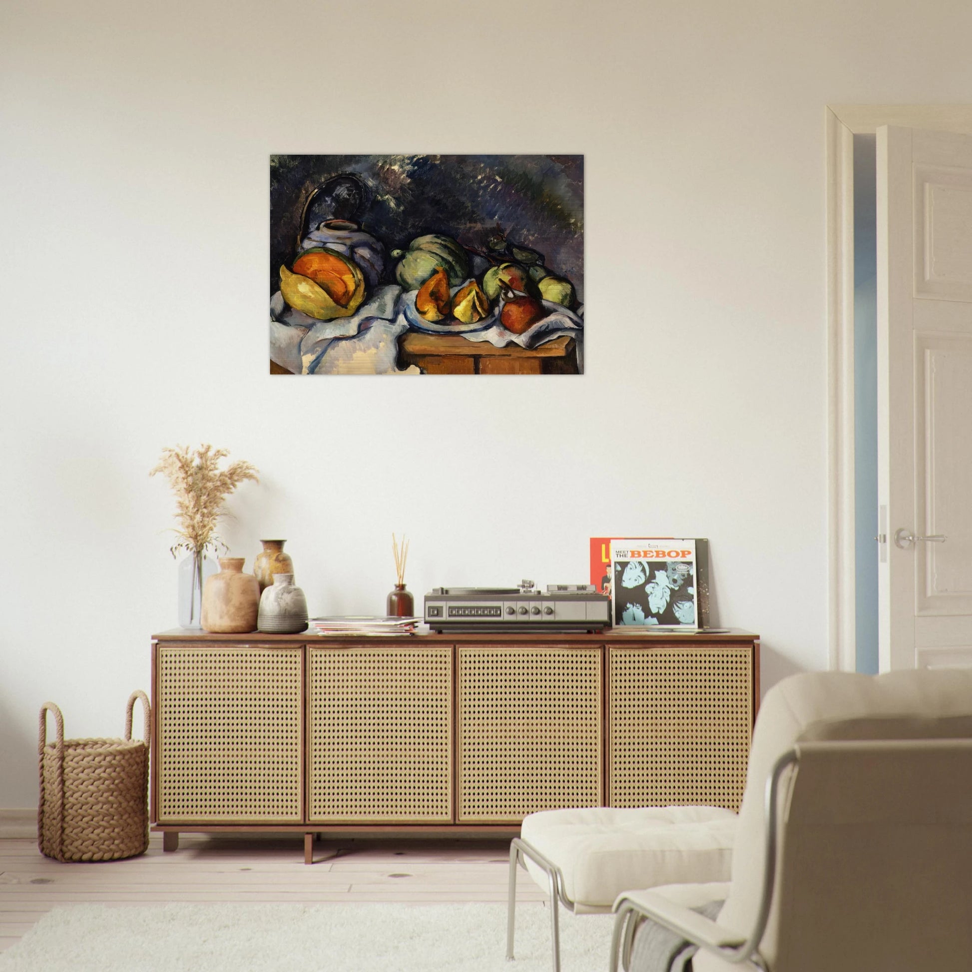 Still Life with Fruit and a Ginger Pot - Paul Cézanne Brushed Aluminum Print - 70x100 cm / 28x40 inches | Paul Cézanne Aluminum Print | Paul Cézanne Prints