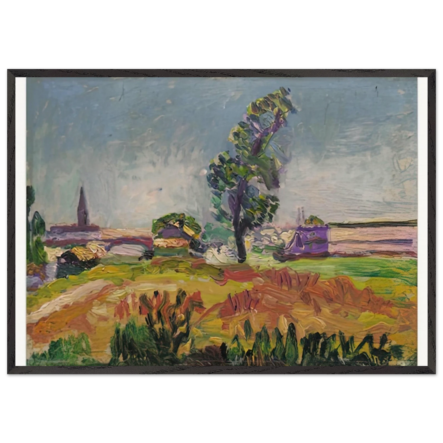 PAYSAGE DES ENVIRONS DE TOULOUSE LE PONT DES DEMOISELLES 1898 - Henri Matisse Framed Art Print – Black Wooden Frame - Default Title - -Framed Art Print