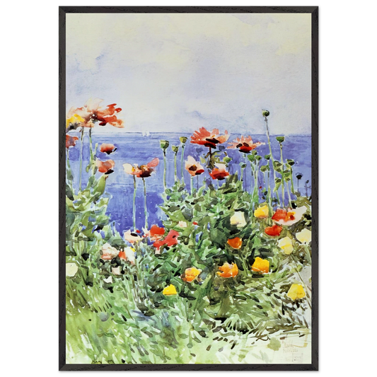 Poppies Isles of Shoals 02 - Childe Hassam Framed Art Print – Black Wooden Frame - Default Title - -Framed Art Print