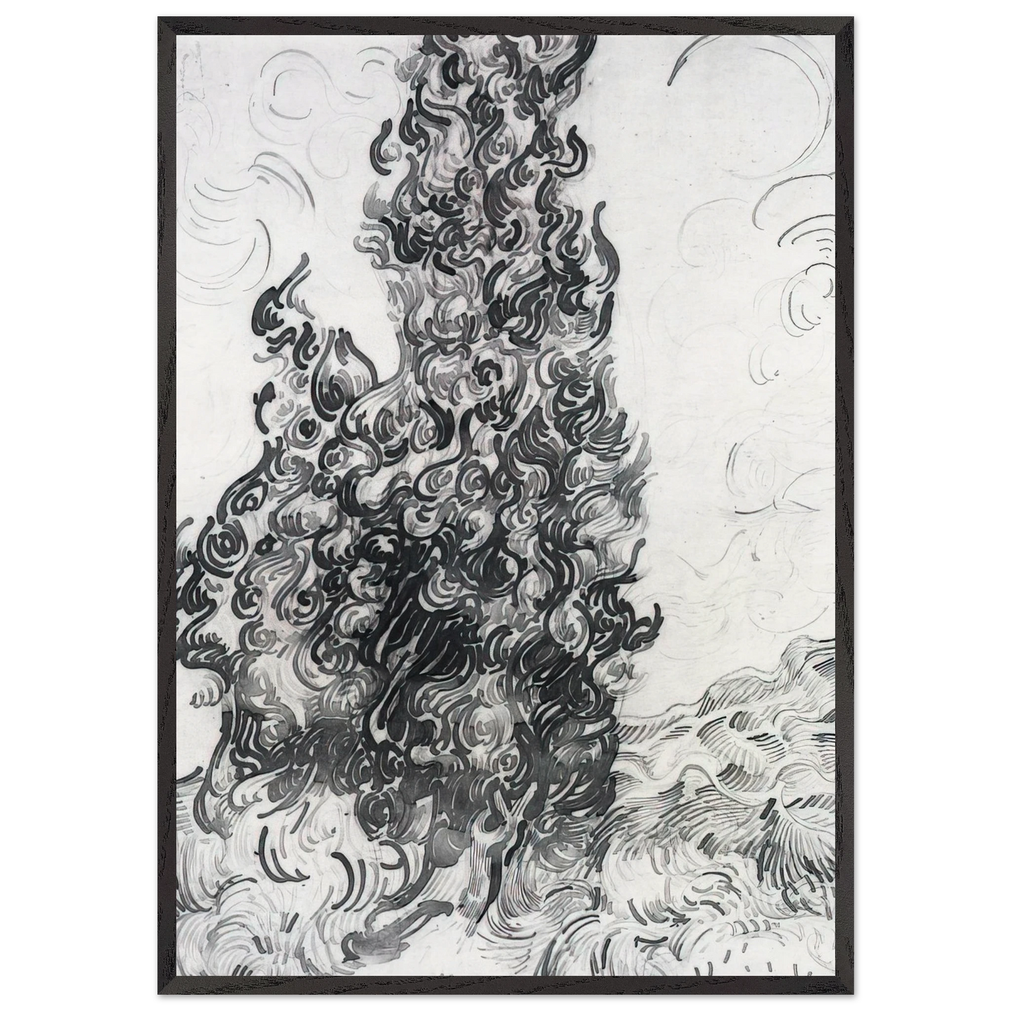 Cypresses - Vincent van Gogh Framed Art Print – Black Wooden Frame - Default Title - -Framed Art Print
