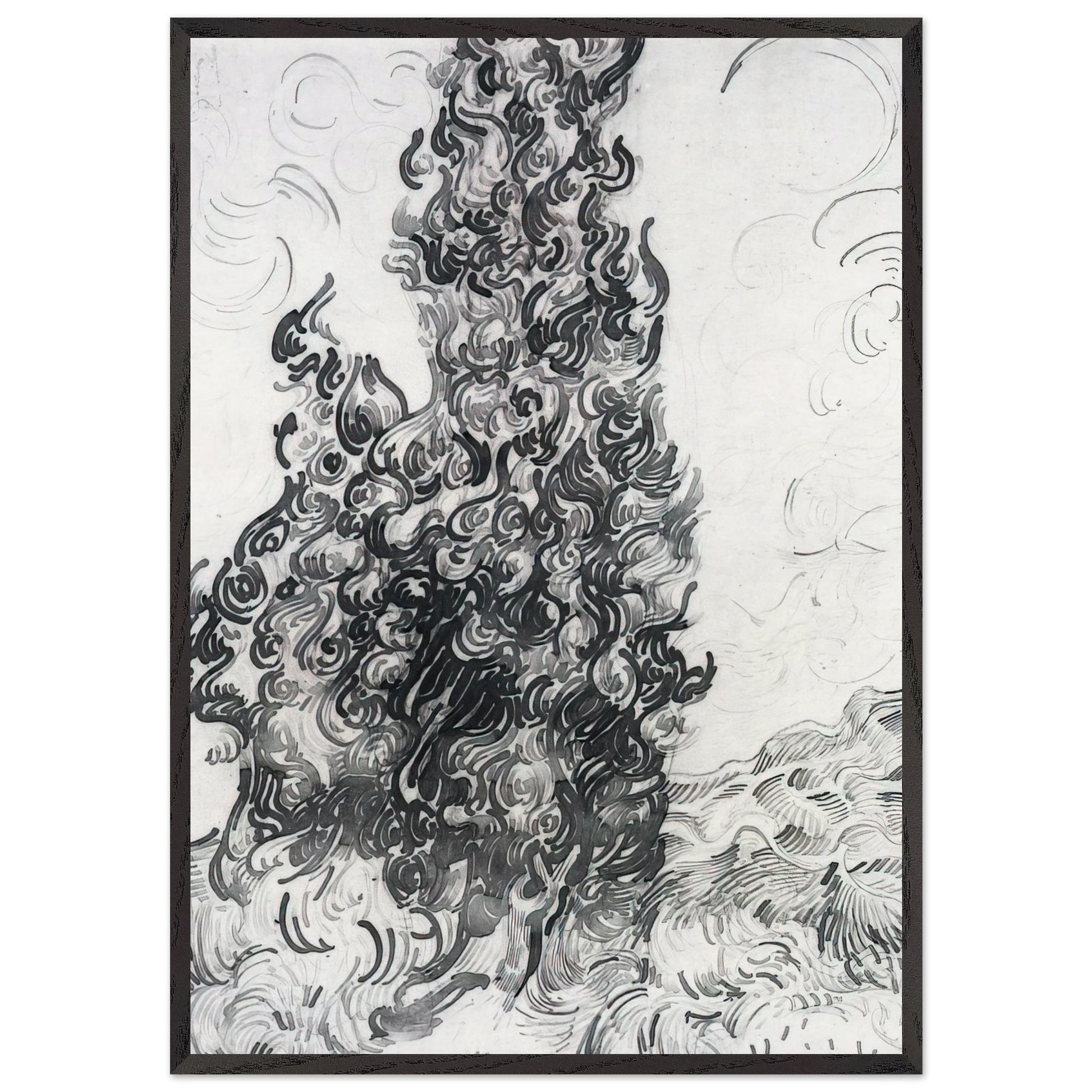 Cypresses - Vincent van Gogh Framed Art Print – Black Wooden Frame - Default Title - -Framed Art Print