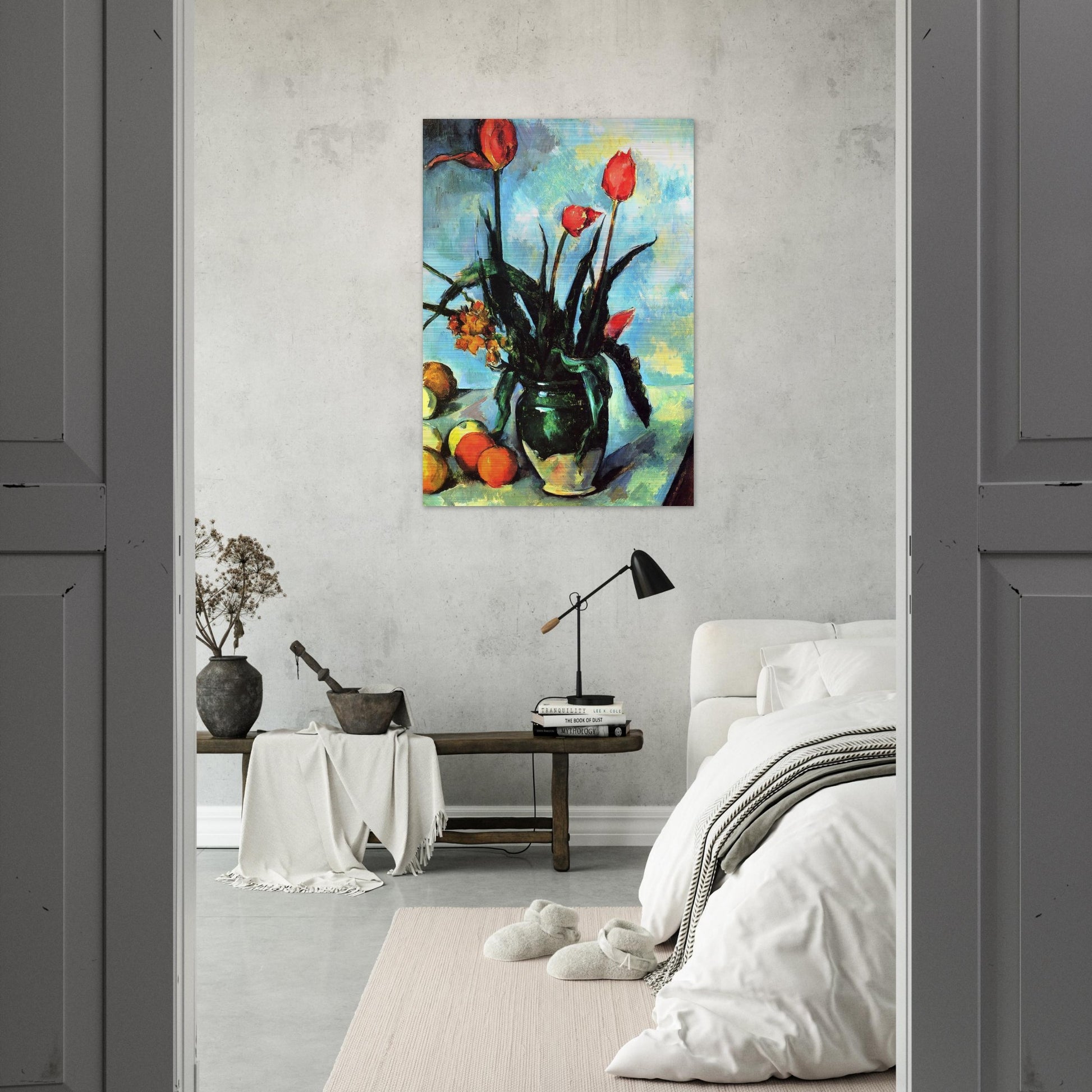 Tulips in a Vase - Paul Cézanne Brushed Aluminum Print - 70x100 cm / 28x40 inches | Paul Cézanne Aluminum Print | Paul Cézanne Prints