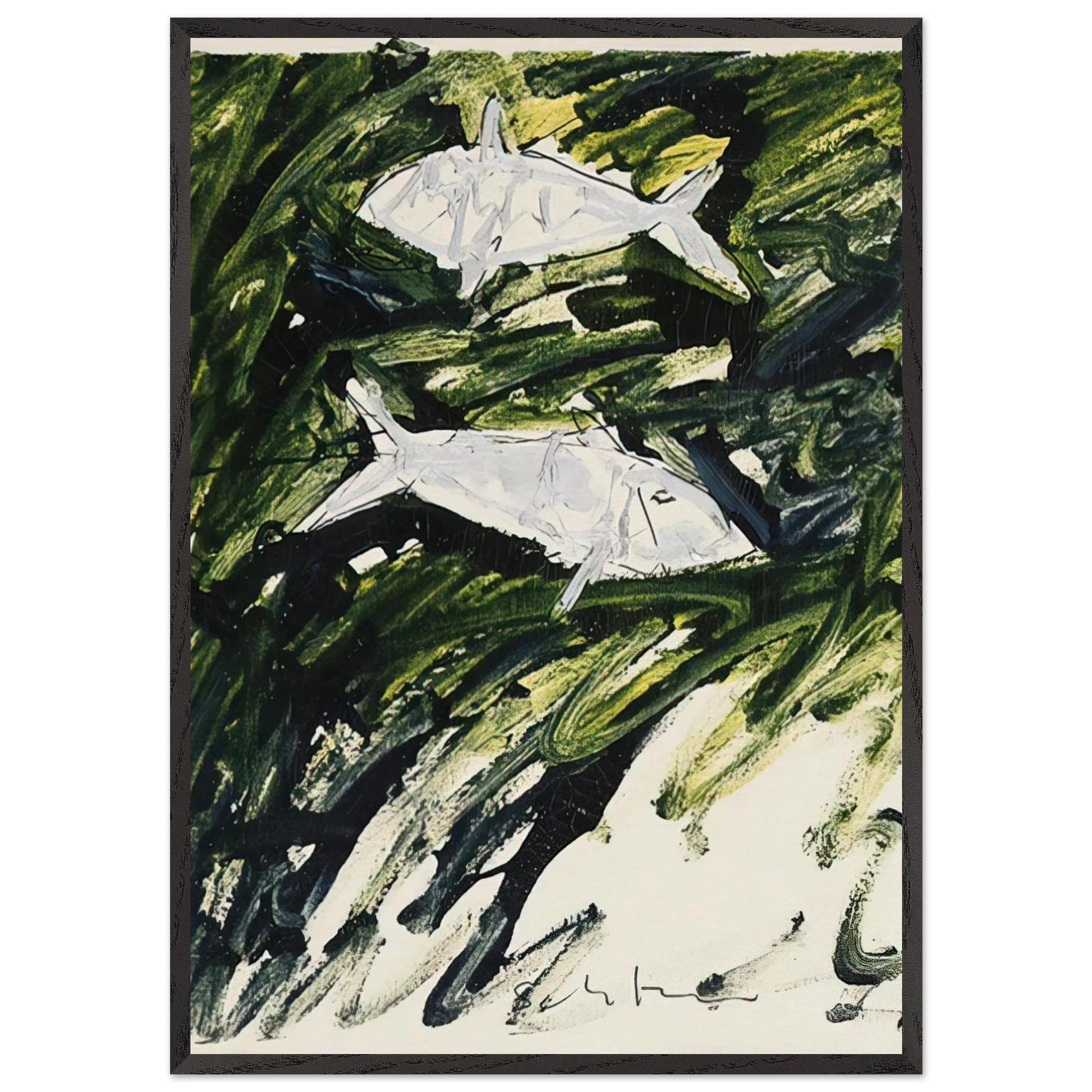 Pesci - 1982 - Mario Schifano Framed Art Print – Black Wooden Frame - Default Title - -Framed Art Print