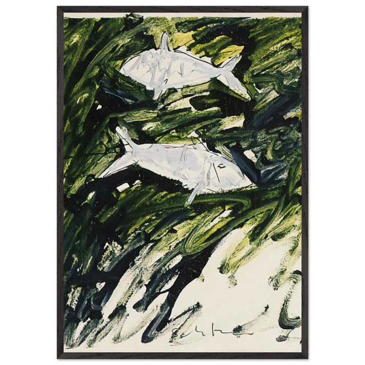 Pesci - 1982 - Mario Schifano 70x100 cm / 28x40 inches Framed Art Print – Black Wooden Frame