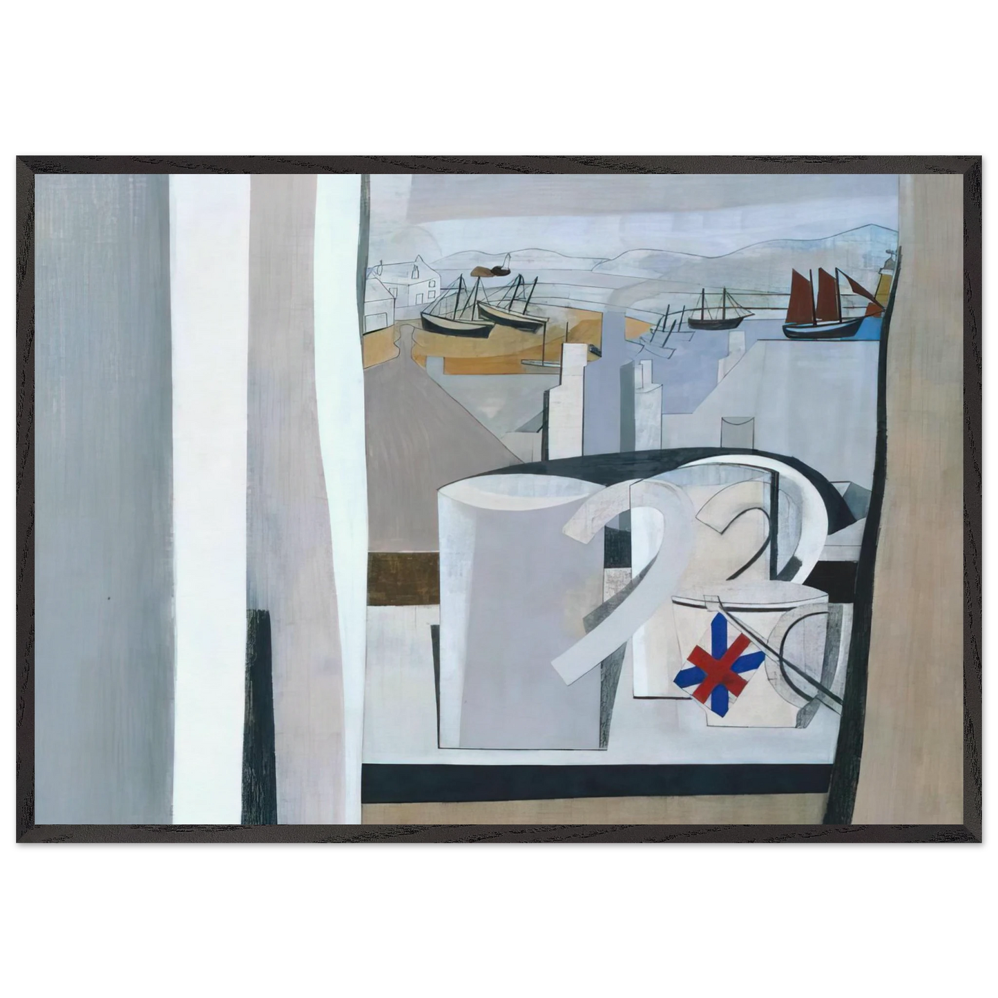 1943-45 St Ives Cornwall - 1945 - Ben Nicholson Framed Art Print – Black Wooden Frame - Default Title - -Framed Art Print