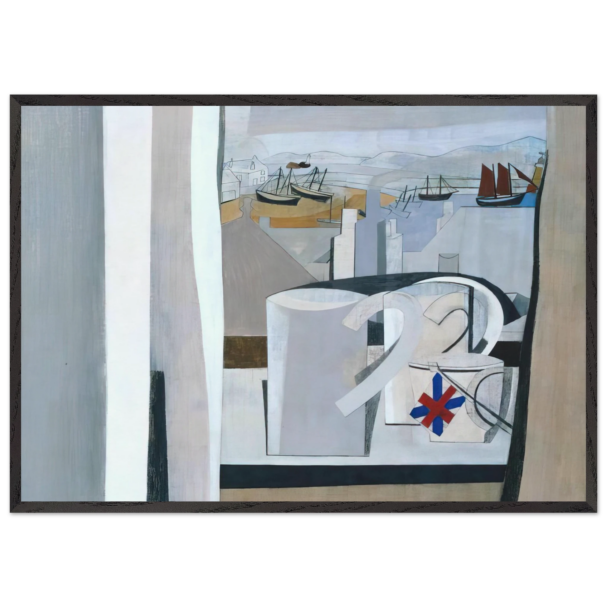 1943-45 St Ives Cornwall - 1945 - Ben Nicholson Framed Art Print – Black Wooden Frame - Default Title - -Framed Art Print