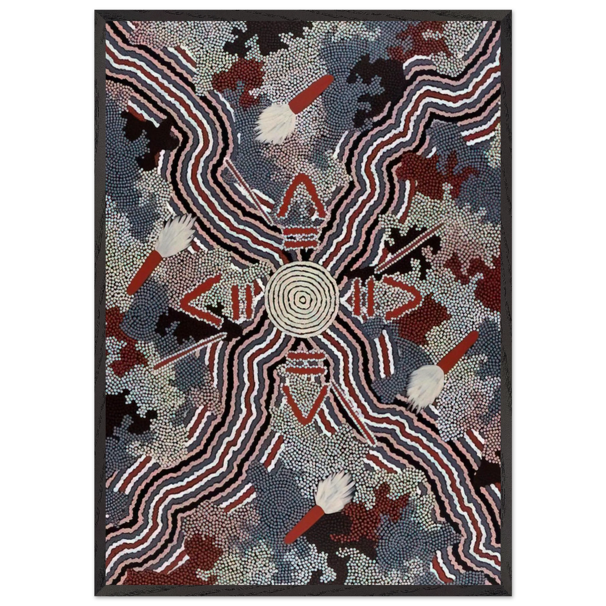 Untitled - 1997 - Clifford Possum Tjapaltjarri Framed Art Print – Black Wooden Frame - Default Title - -Framed Art Print