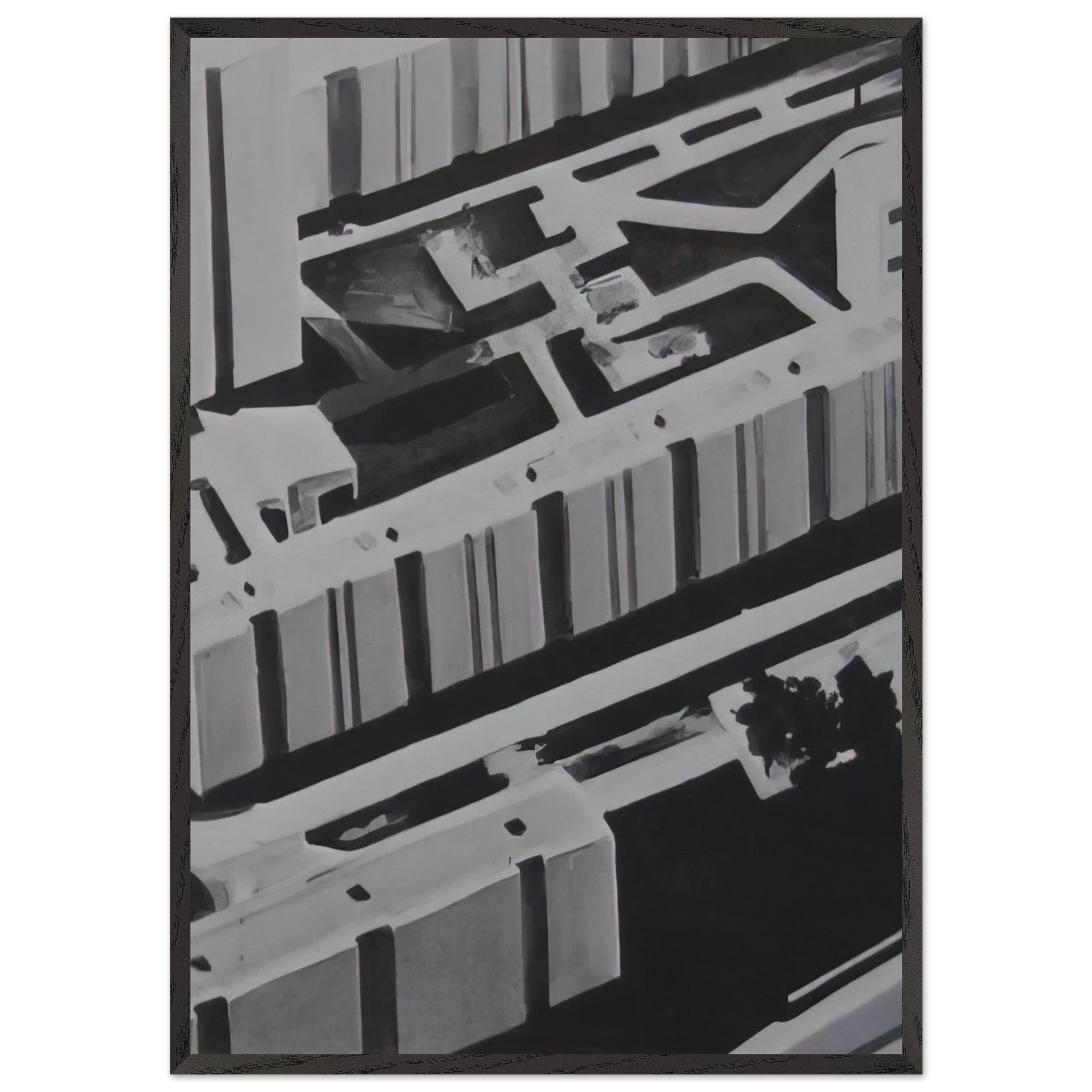 TOWNSCAPE SL 1969 0 - Gerhard Richter Framed Art Print – Black Wooden Frame - Default Title - -Framed Art Print