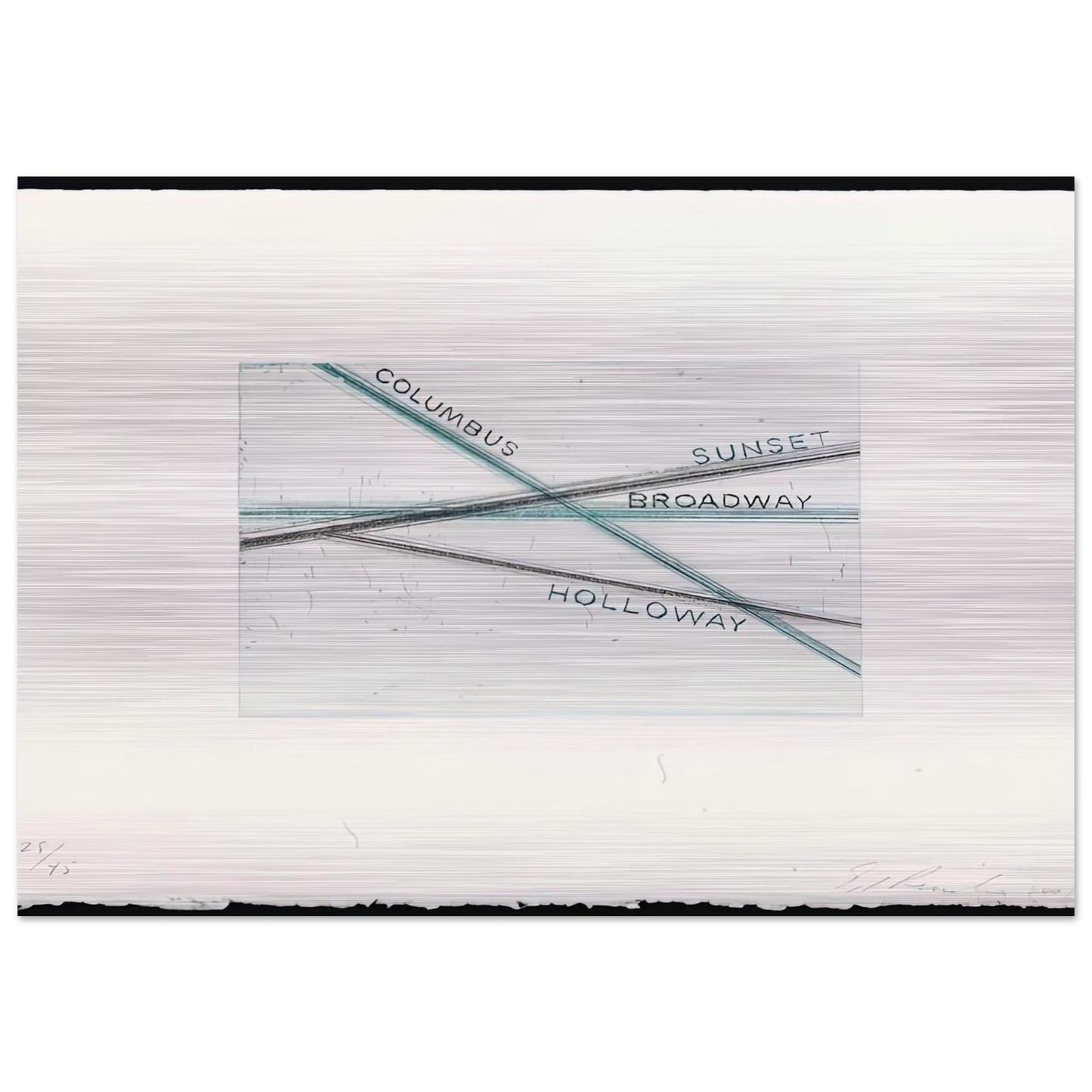 SUNSET FROM LOS FRANCISCO SAN ANGELES PORTFOLIO - Edward Ruscha Brushed Aluminum Print - 70x100 cm / 28x40 inches | Edward Ruscha Aluminum Print | Edward Ruscha Prints