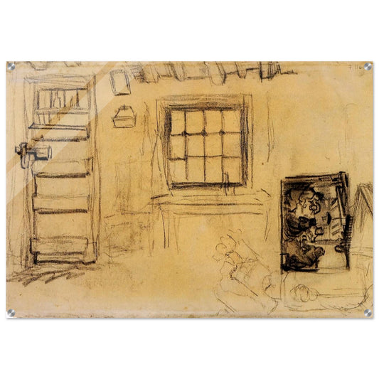 Studies of the Interior of a Cottage, and a Sketch of The Potato Eaters - Vincent van Gogh Acrylic Print - 70x100 cm / 28x40″ inches