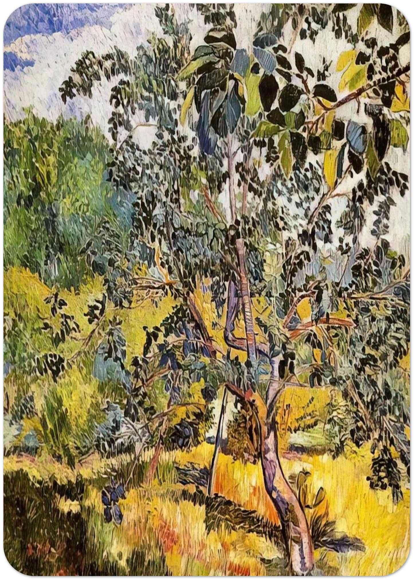 Corner of a garden Sun - Post-Impressionism By Natalia Goncharova Pack of 10 Post Cards | Natalia Goncharova Post Cards | A6 (10.5 x 14.8 cm) - 4.1 x 5.8 inches