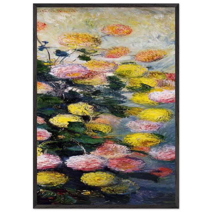 Dahlias 2 - claude monet 70x100 cm / 28x40 inches Framed Art Print – Black Wooden Frame