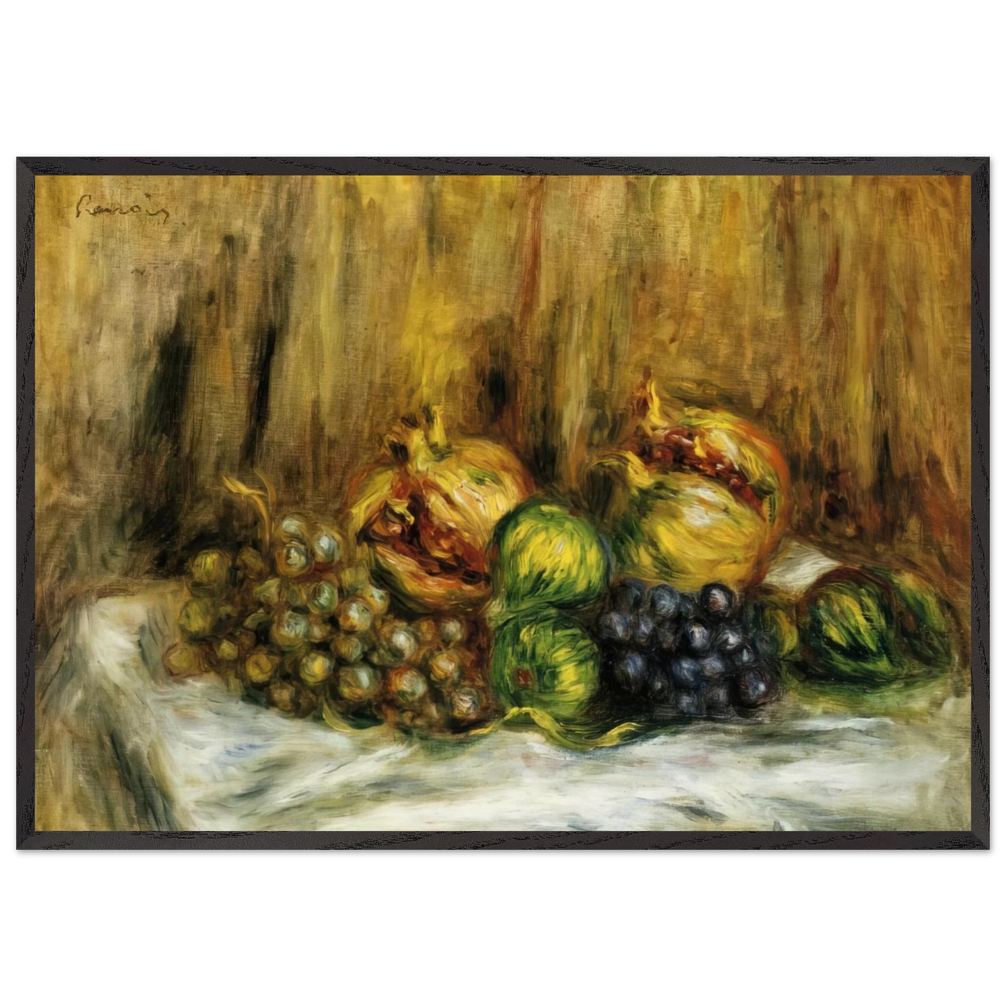 Still Life with Grapes N1 - Pierre-Auguste Renoir Framed Art Print – Black Wooden Frame - Default Title - -Framed Art Print