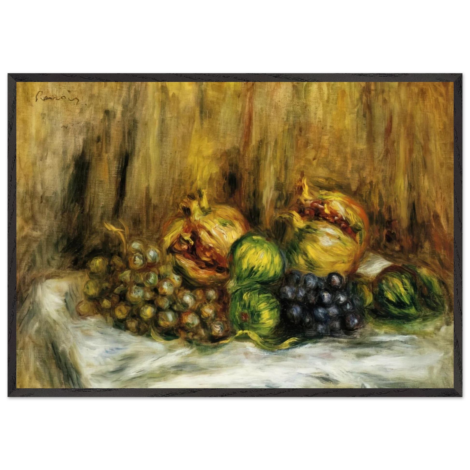 Still Life with Grapes N1 - Pierre-Auguste Renoir Framed Art Print – Black Wooden Frame - Default Title - -Framed Art Print