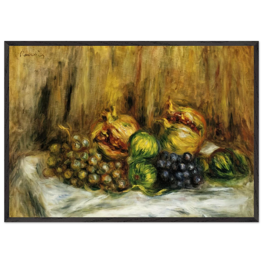 Still Life with Grapes N1 - Pierre-Auguste Renoir 70x100 cm / 28x40 inches Framed Art Print – Black Wooden Frame