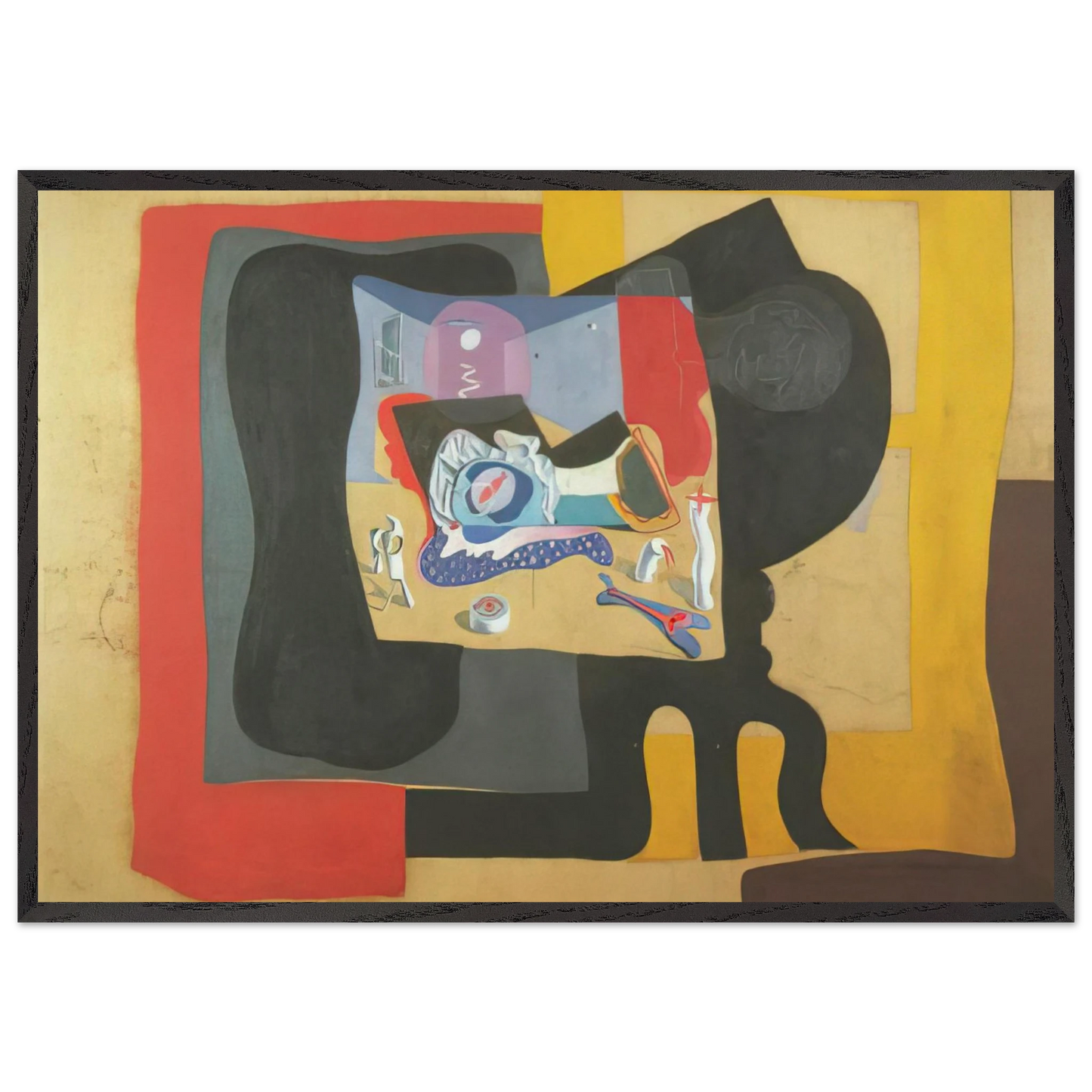 STILL LIFE WITH MOONIGHT - Salvador Dali Framed Art Print – Black Wooden Frame - Default Title - -Framed Art Print