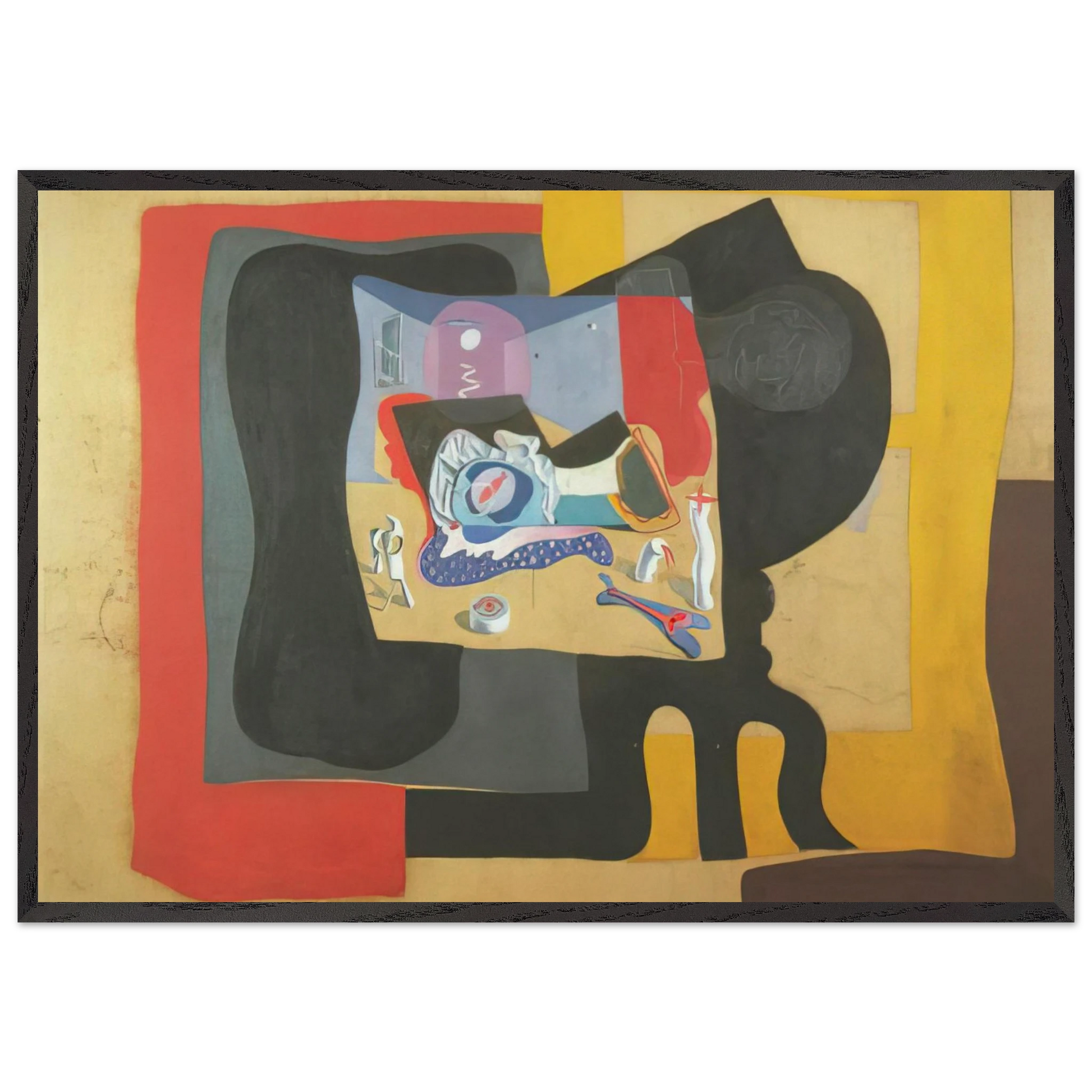 STILL LIFE WITH MOONIGHT - Salvador Dali Framed Art Print – Black Wooden Frame - Default Title - -Framed Art Print