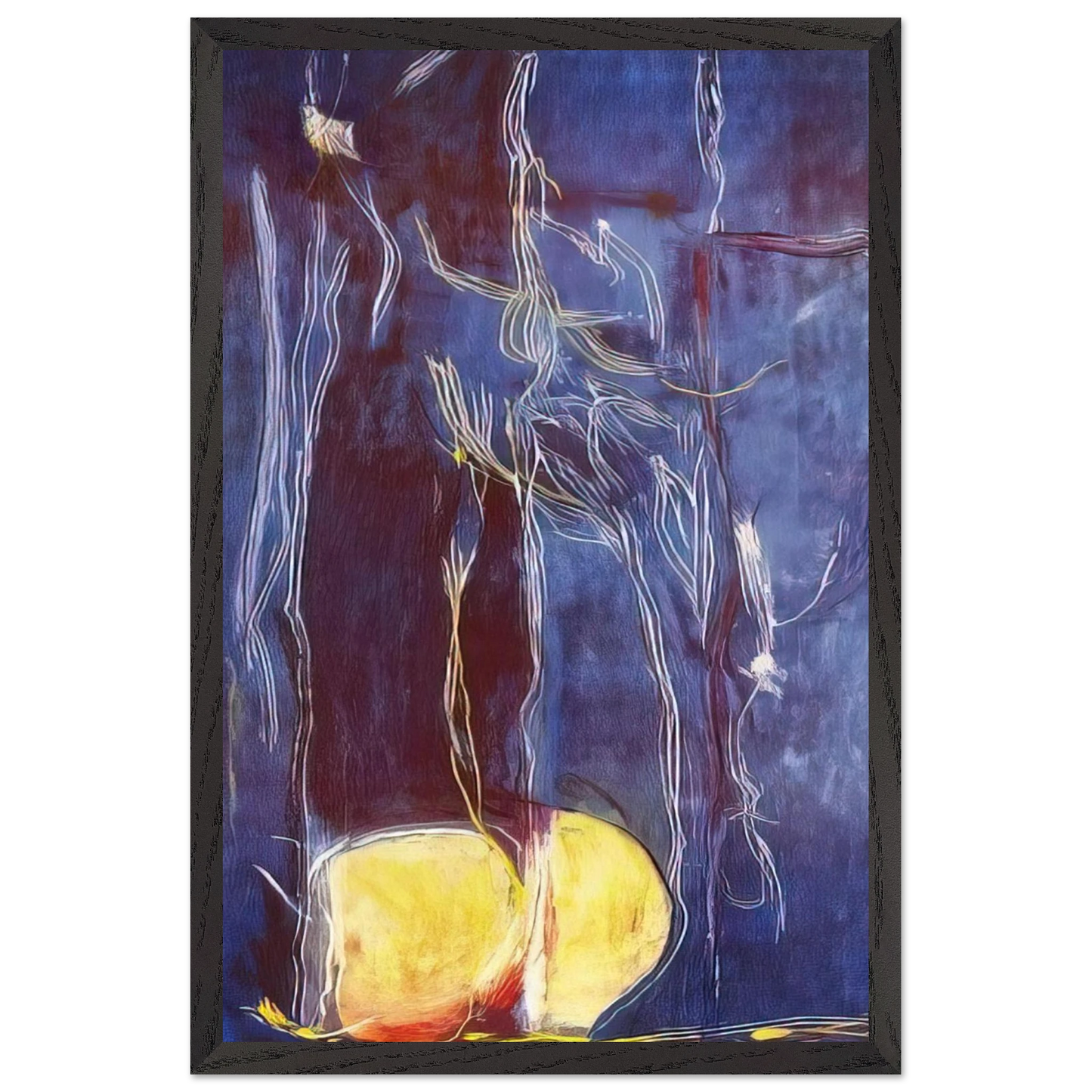 Helen Frankenthaler - All About Blue - 1994 Wall art - 70x100 cm / 28x40 inches - Premium Wooden Framed Poster With Fine Art Paper - White frame