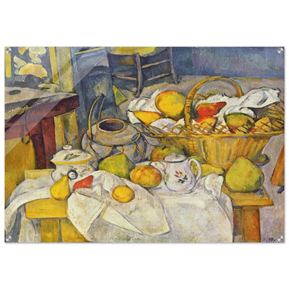 Still life with basket Kitchen table - Paul Cézanne Acrylic Print - 70x100 cm / 28x40″ inches