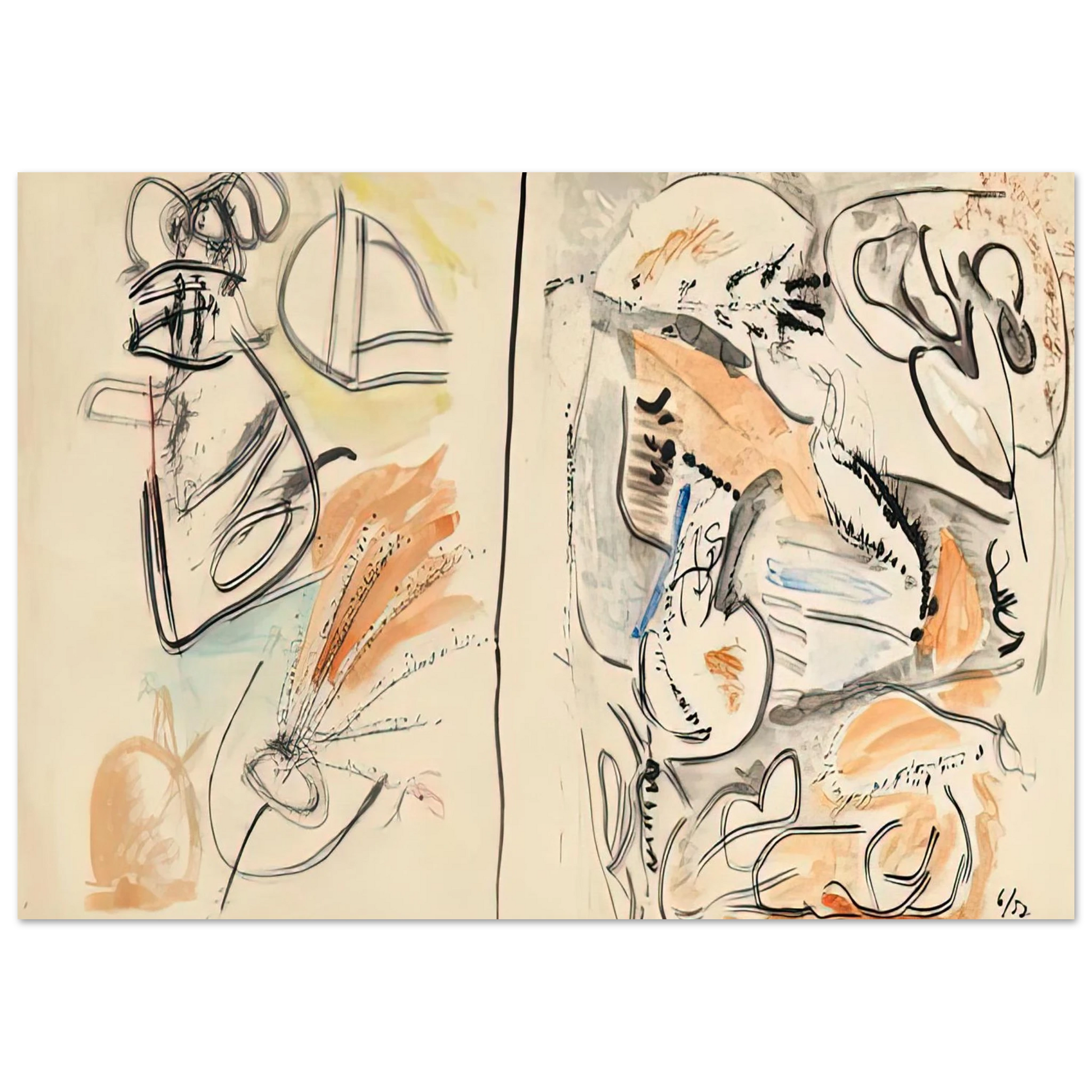 Helen Frankenthaler - Window Shade No. 2, 1952- Wall Art - 21x29.7 cm / 8x12" - Premium Wooden Framed Poster With Fine Art Paper - Wood frame