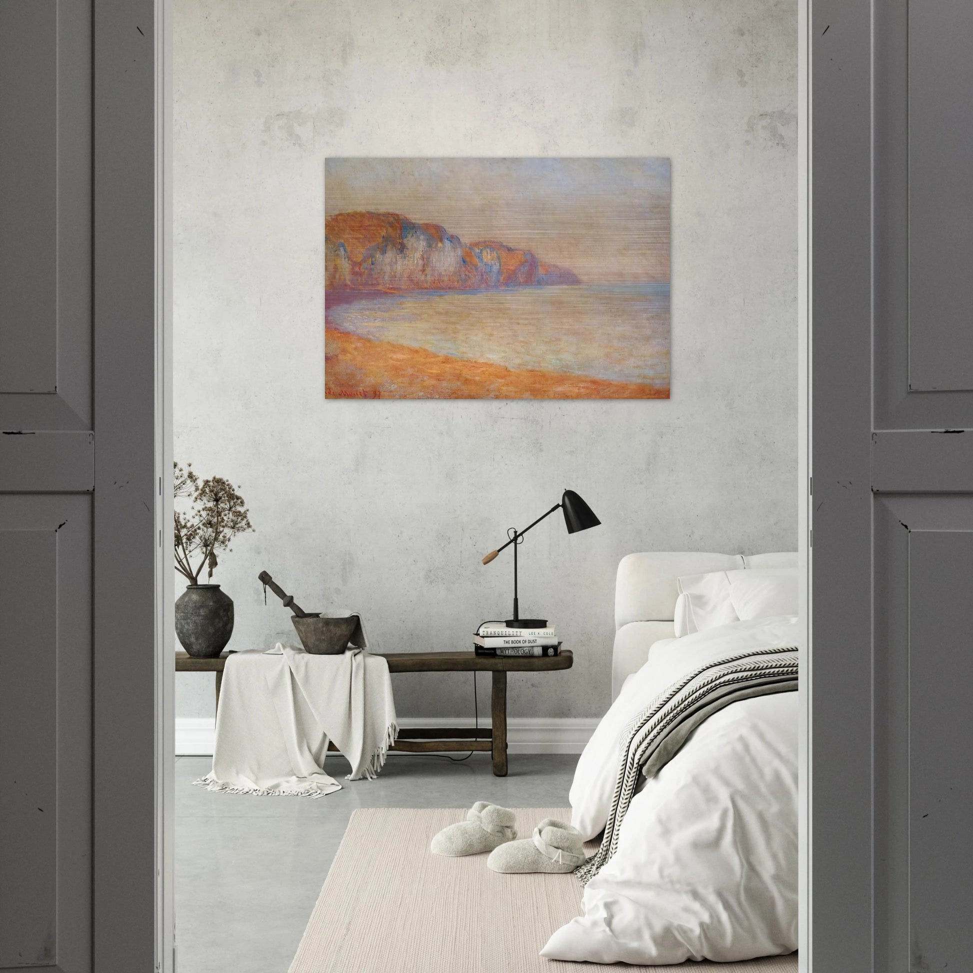 Cliff at Pourville in the Morning - claude monet Brushed Aluminum Print - 70x100 cm / 28x40 inches | claude monet Aluminum Print | claude monet Prints