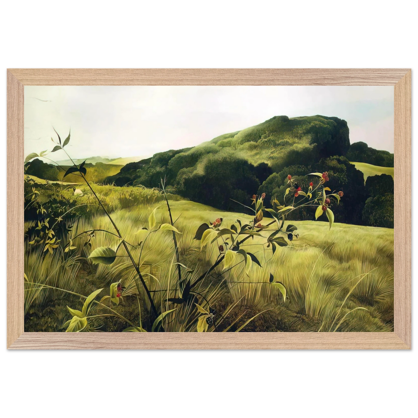 Andrew Wyeth - BLACKBERRY PICKER Wall Art - 60x80 cm / 24x32 inches - Premium Wooden Framed Poster With Fine Art Paper - White frame