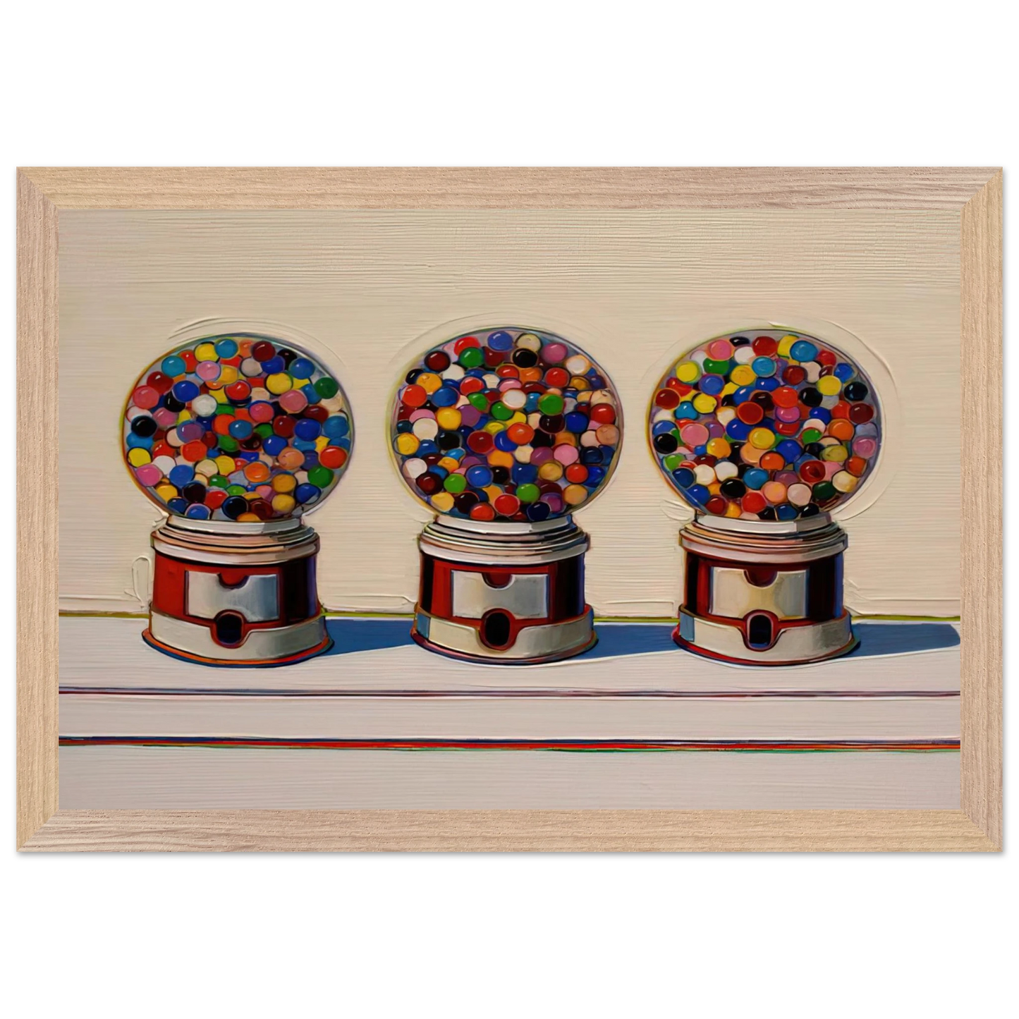 Wayne Thiebaud - Three Machines - 1963 Wall Art - 21x29.7 cm / 8x12" - Premium Wooden Framed Poster With Fine Art Paper - White frame