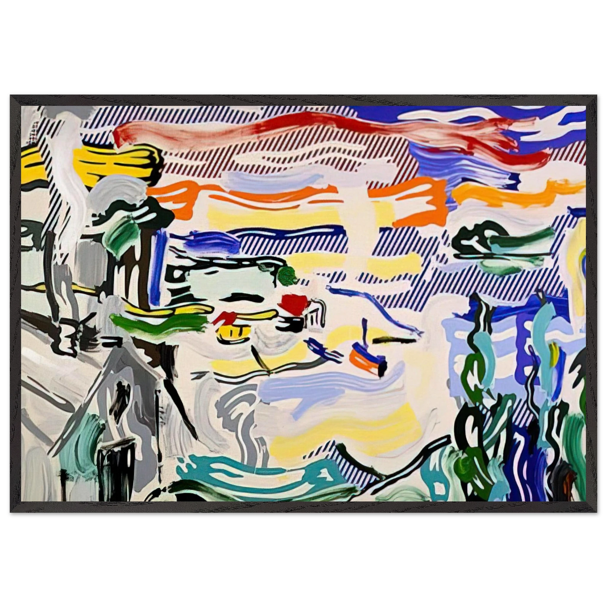 COAST VILLAGE 1987 - Roy Lichtenstein Framed Art Print – Black Wooden Frame - Default Title - -Framed Art Print