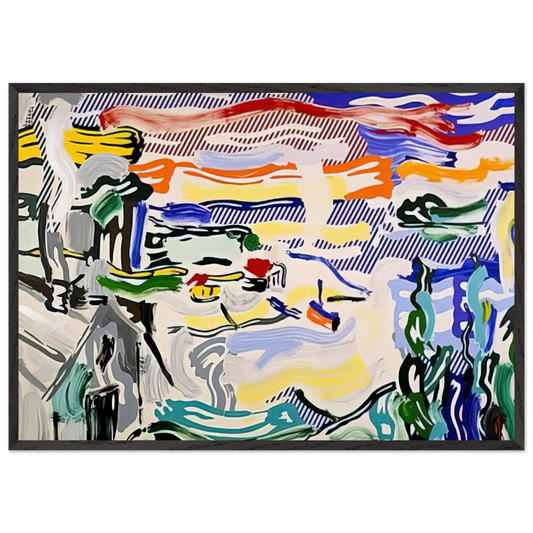 COAST VILLAGE 1987 - Roy Lichtenstein Framed Art Print – Black Wooden Frame - Default Title - -Framed Art Print