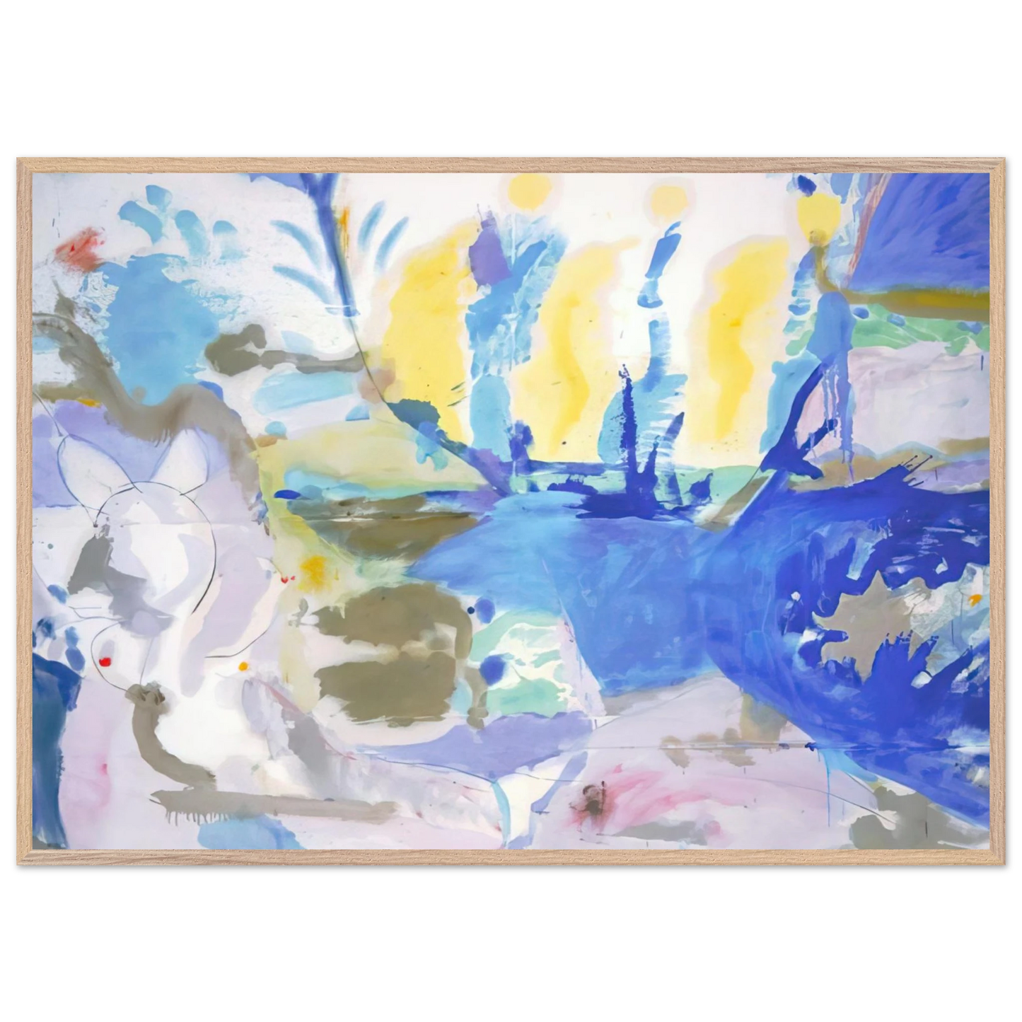 Helen Frankenthaler - Basque Beach - 1958 Wall art - 20x25 cm / 8x10 inches - Premium Wooden Framed Poster With Fine Art Paper - Wood frame