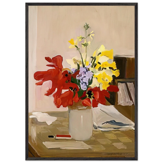 ANEMONE AND DAFFODIL 1965 - Fairfield Porter Framed Art Print – Black Wooden Frame - Default Title - -Framed Art Print