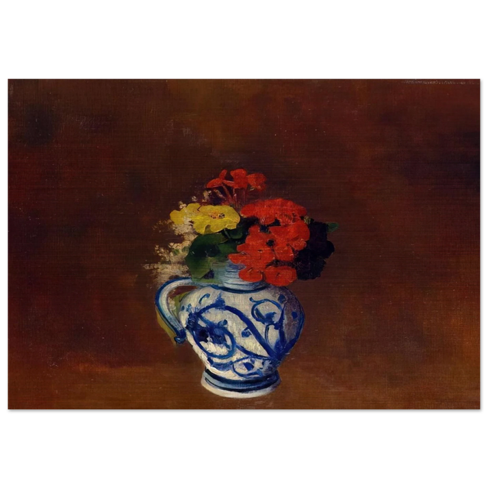 GERANIUMS AND OTHER FLOWERS IN A STONEWARE VASE - Odilon Redon Brushed Aluminum Print - 70x100 cm / 28x40 inches | Odilon Redon Aluminum Print | Odilon Redon Prints