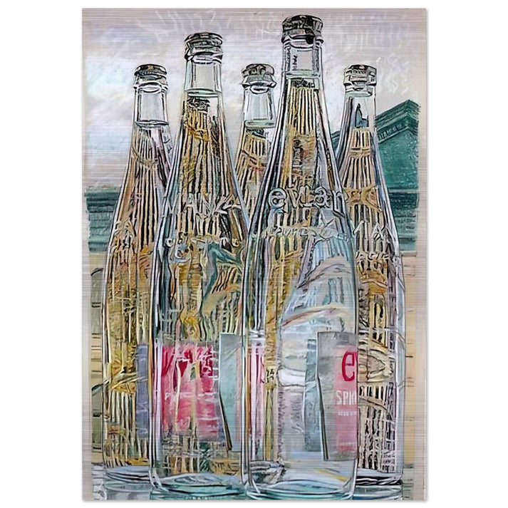 EVIAN BOTTLES 1976 - Janet Fish Brushed Aluminum Print - 70x100 cm / 28x40 inches | Janet Fish Aluminum Print | Janet Fish Prints