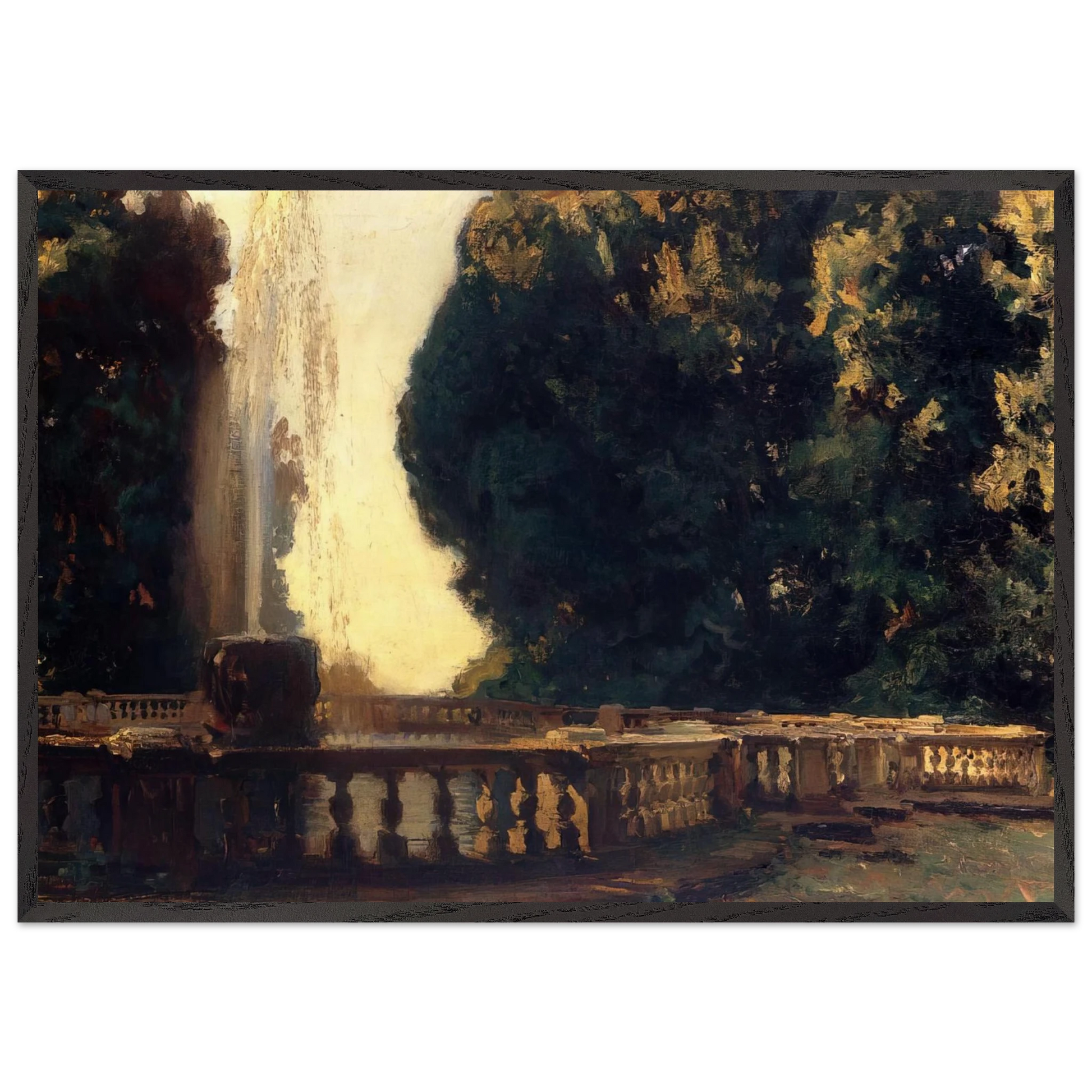 Villa Torlonia Fountain - John Singer Sargent Framed Art Print – Black Wooden Frame - Default Title - -Framed Art Print