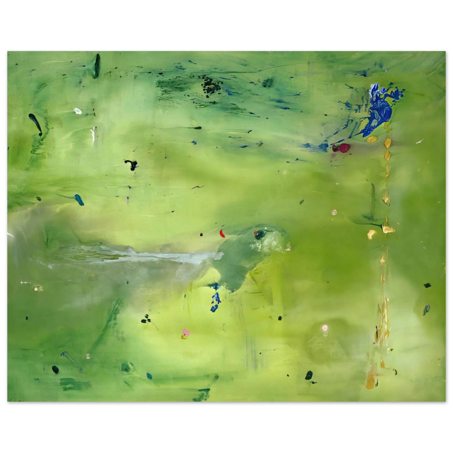 Helen Frankenthaler - A Green Thought in a Green Shade - 1981 Wall art - 13x18 cm / 5x7 Inches - Premium Wooden Framed Poster With Fine Art Paper - White frame