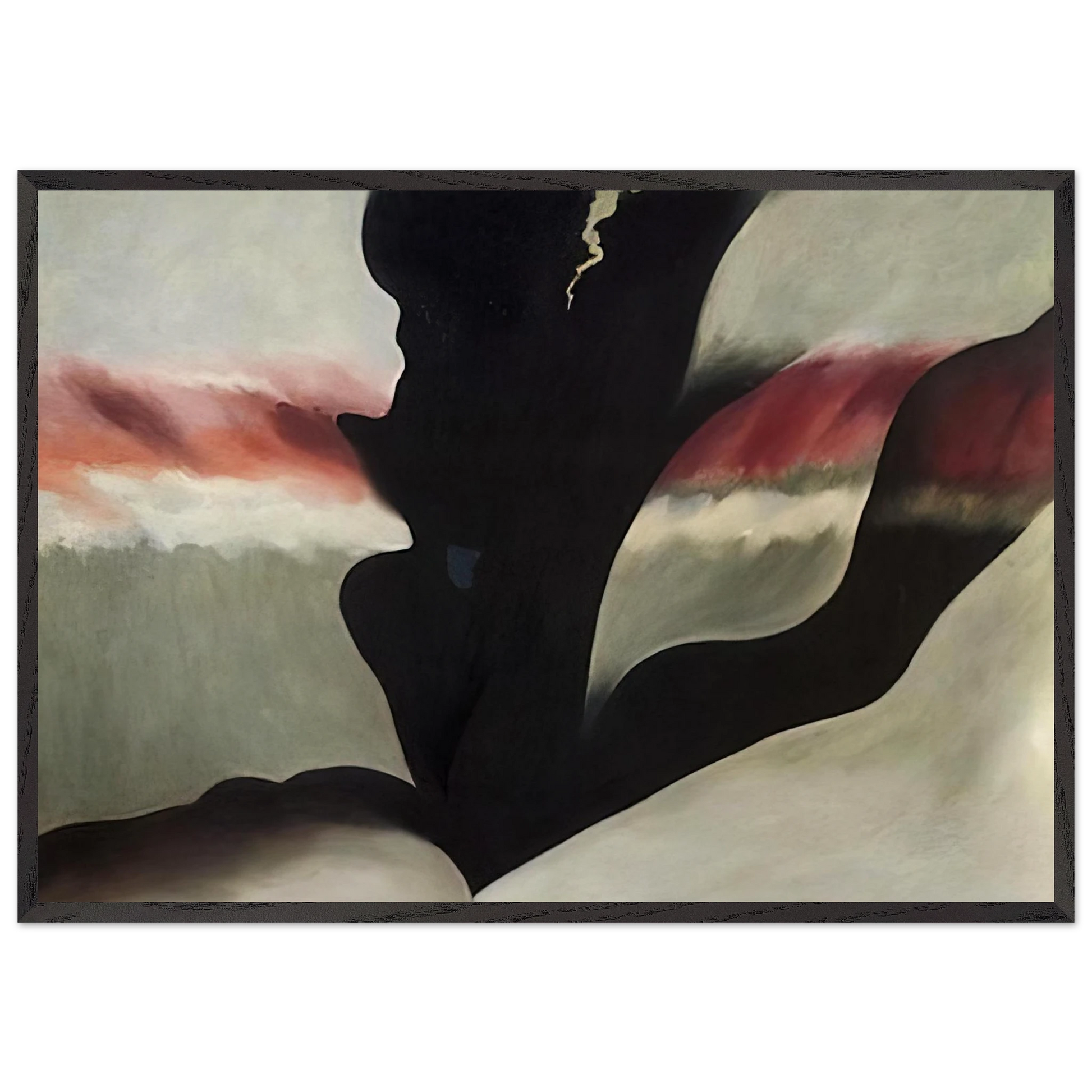 Black Place Green - Georgia OKeeffe 70x100 cm / 28x40 inches Framed Art Print – Black Wooden Frame