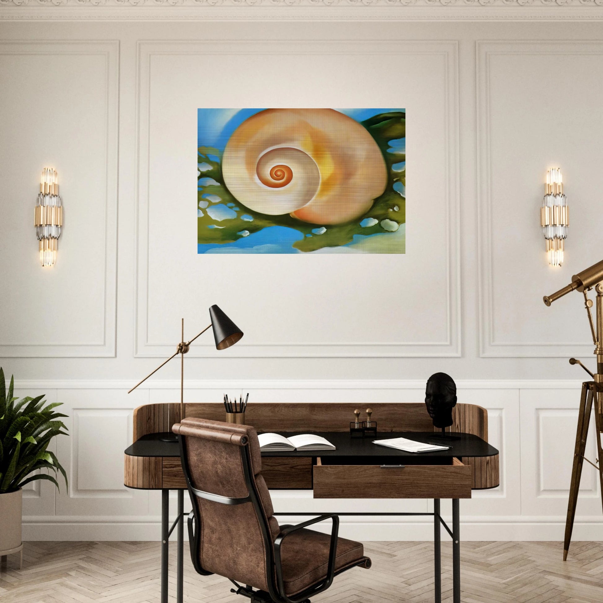Pink Shell with Seaweed - Georgia O'Keeffe Brushed Aluminum Print - 70x100 cm / 28x40 inches | Georgia O'Keeffe Aluminum Print | Georgia O'Keeffe Prints