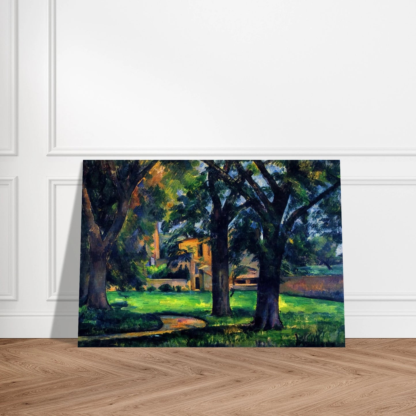 Chestnut Tree and Farm - Paul Cézanne Brushed Aluminum Print - 70x100 cm / 28x40 inches | Paul Cézanne Aluminum Print | Paul Cézanne Prints