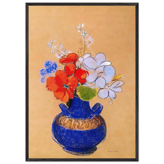 FLOWERS IN A BLUE VASE 1 - Odilon Redon Framed Art Print – Black Wooden Frame - Default Title - -Framed Art Print