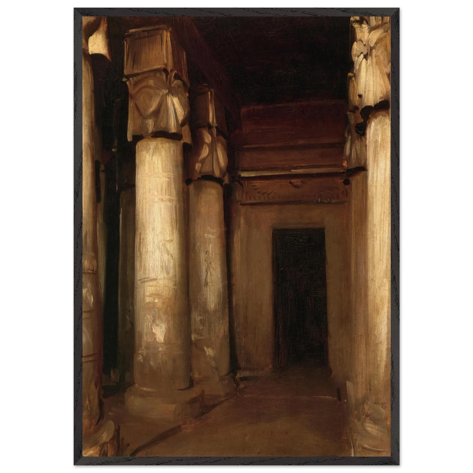 Temple of Denderah - John Singer Sargent Framed Art Print – Black Wooden Frame - Default Title - -Framed Art Print