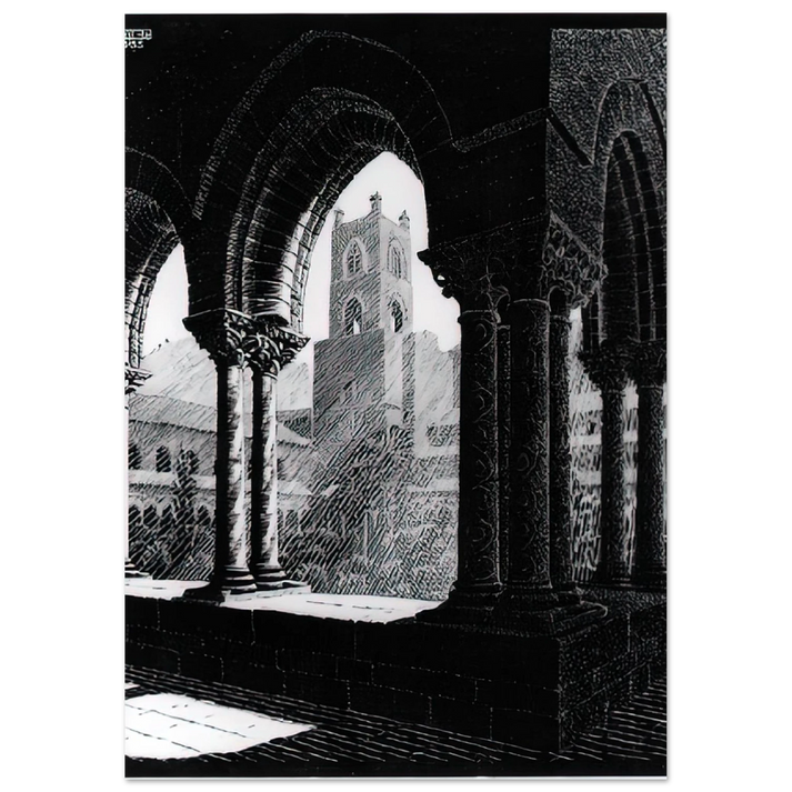 MC Escher - CLOISTER OF MONREALE SICILY Wall Art - 60x80 cm / 24x32 inches - Fine Art Poster-canvas - -