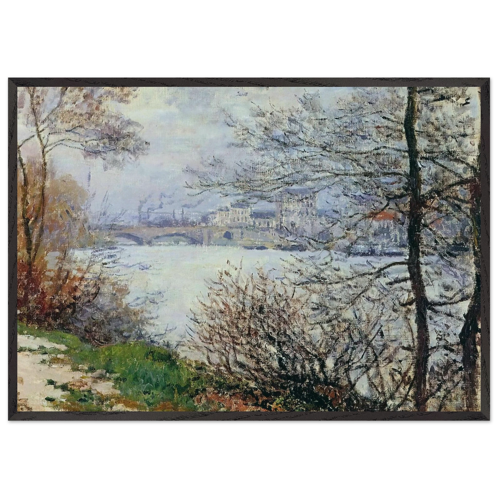 The Banks of the Seine Ile de la Grande-Jatte - claude monet Framed Art Print – Black Wooden Frame - Default Title - -Framed Art Print